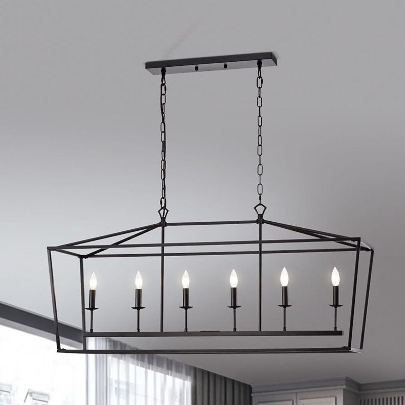 Gracie Oaks Andreias 6 Light Matte Black Kitchen Island Pendant Wayfair